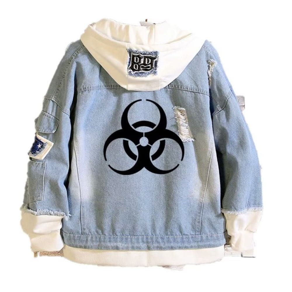 Jaqueta jeans casual solta desenho animado Resident Evil