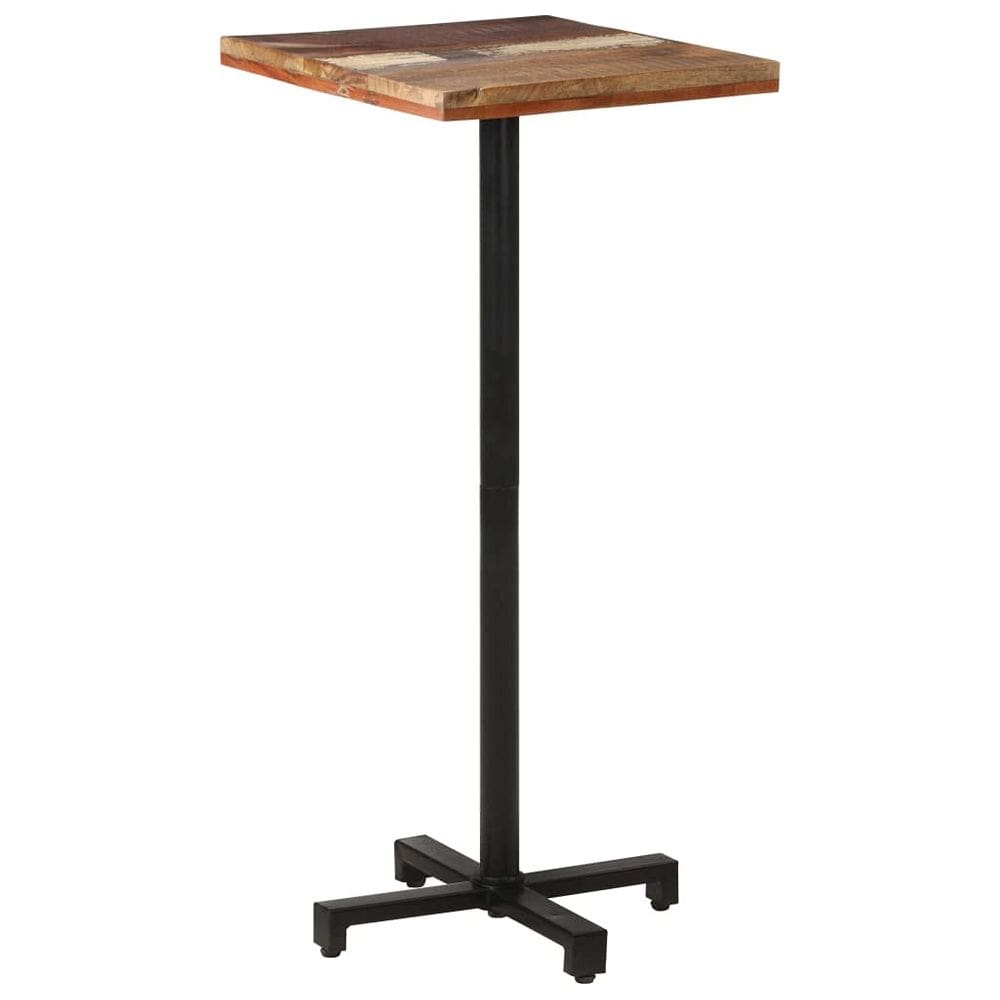 Mesa de bistrô VidaXL quadrada 50x50x110cm Madeira recuperada e ferro