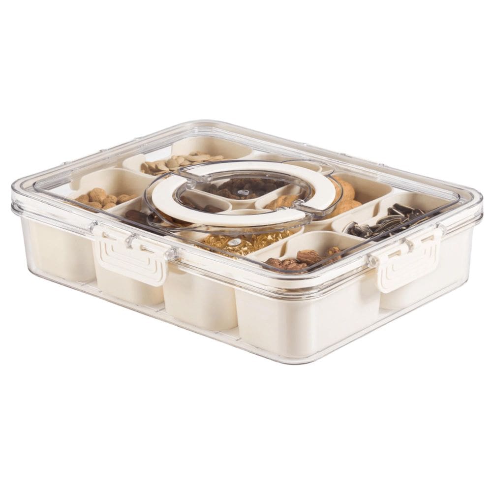 Bandeja de servir dividida Bandesun Snackle Box com tampa e alça