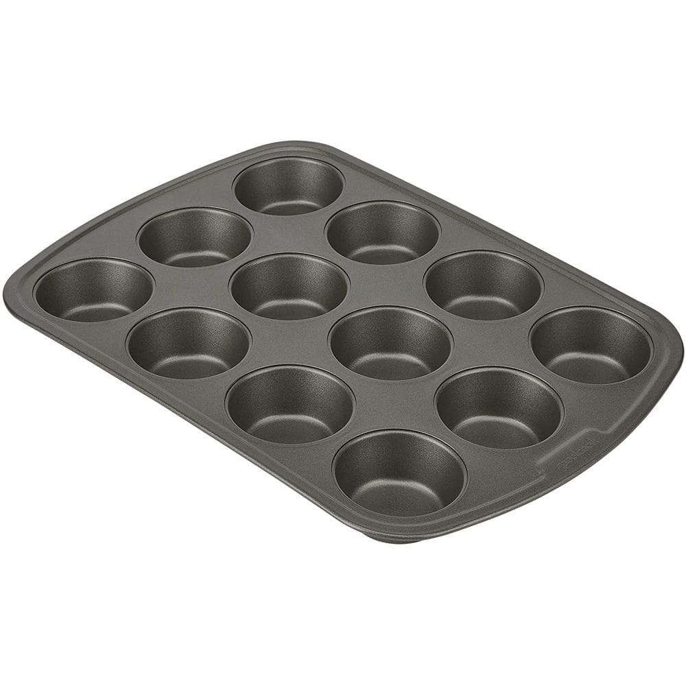 Forma de muffin GoodCook Everyday, aço antiaderente, 12 xícaras, cinza