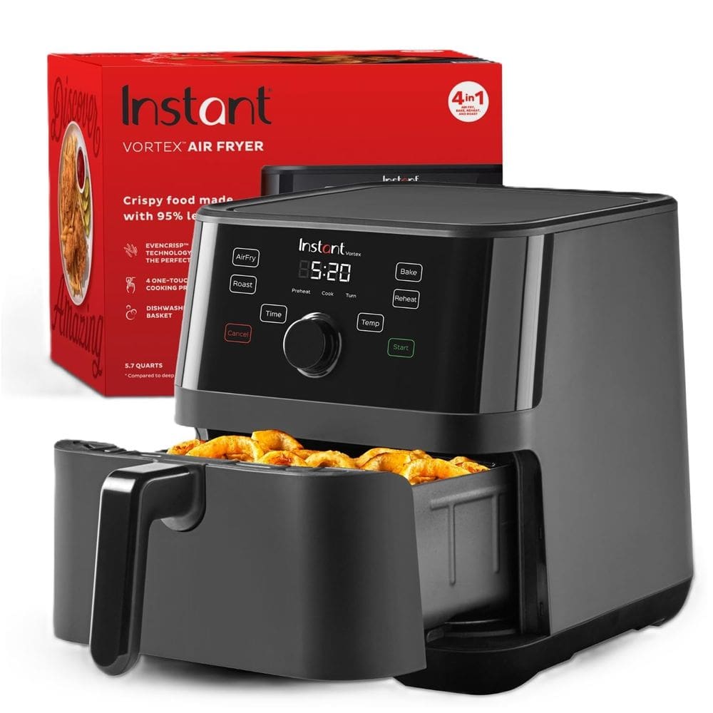 Fritadeira Air Fryer Instant Pot Vortex 5.7QT com funções 4 em 1 preta