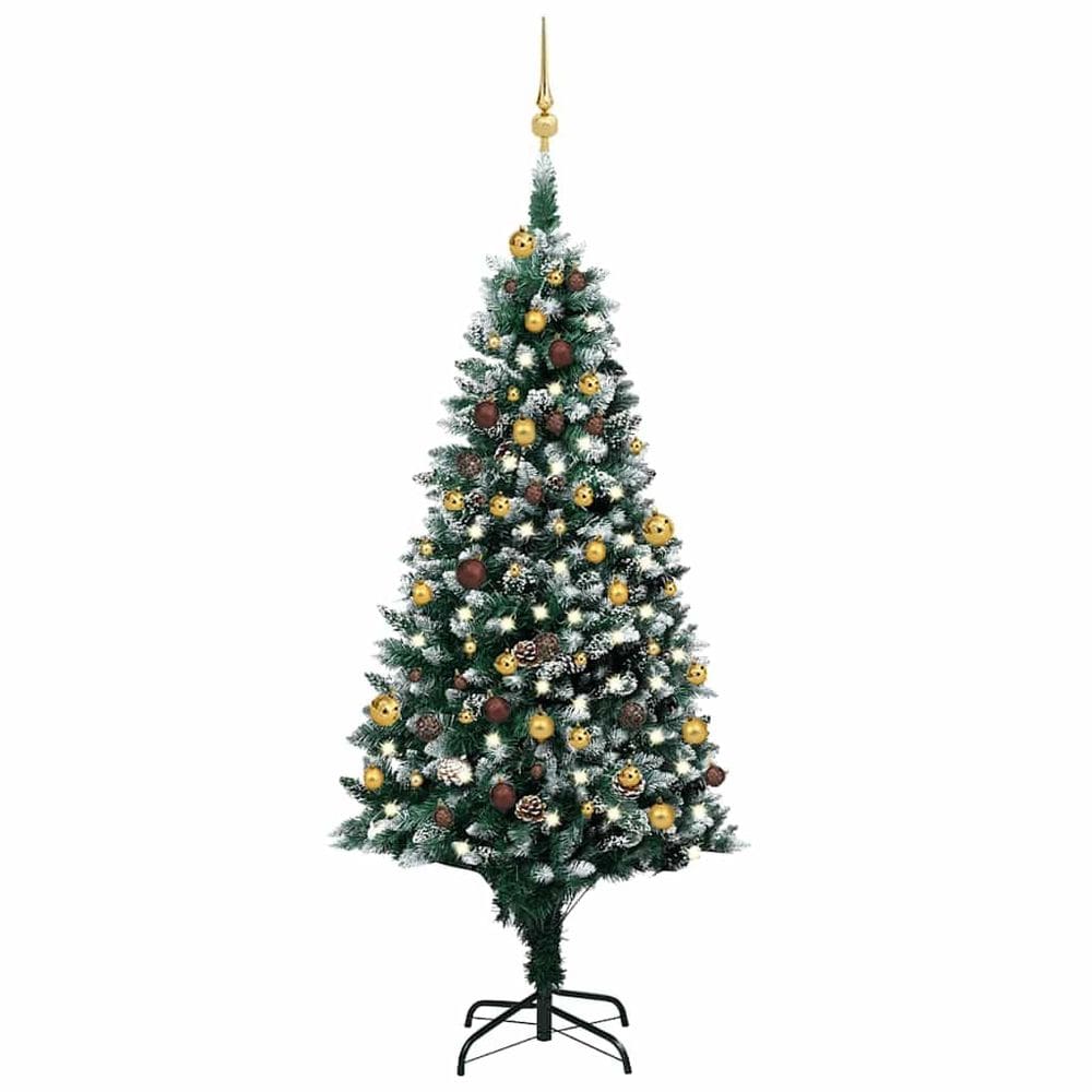 Árvore de Natal artificial vidaXL com LEDs 180 cm com enfeites