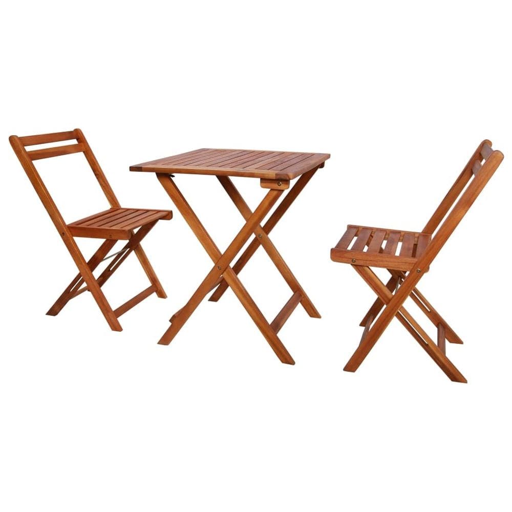 Conjunto de bistrô dobrável vidaXL de 3 peças em madeira maciça de acácia