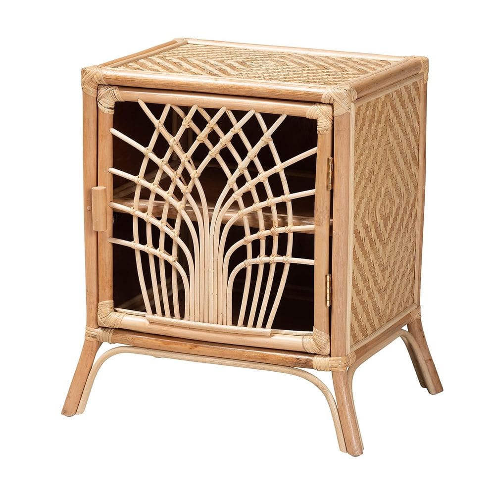 Mesa de cabeceira Baxton Studio Danna Modern Bohemian Rattan Brown