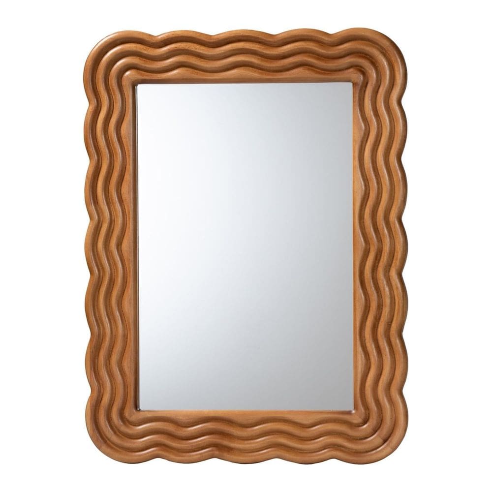 Espelho de destaque Baxton Studio Acantha Modern Walnut Brown
