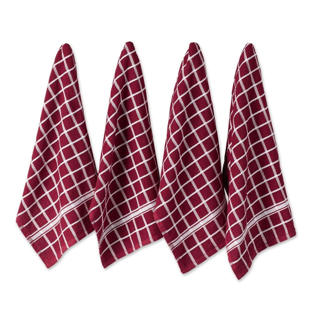 Conjunto de toalhas de prato DII Basic Terry Collection Windowpane 4 unidades