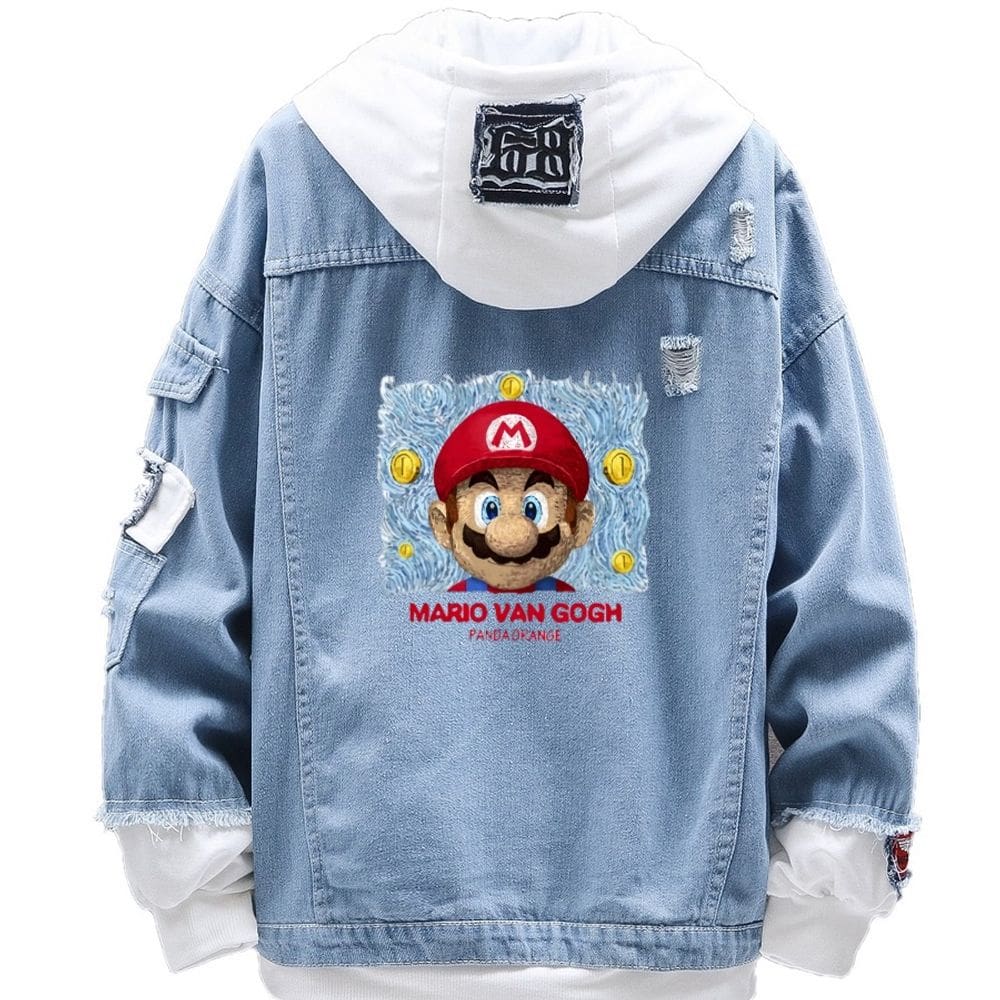 Jaqueta jeans Sanmu Anime Digital Print Super Mario
