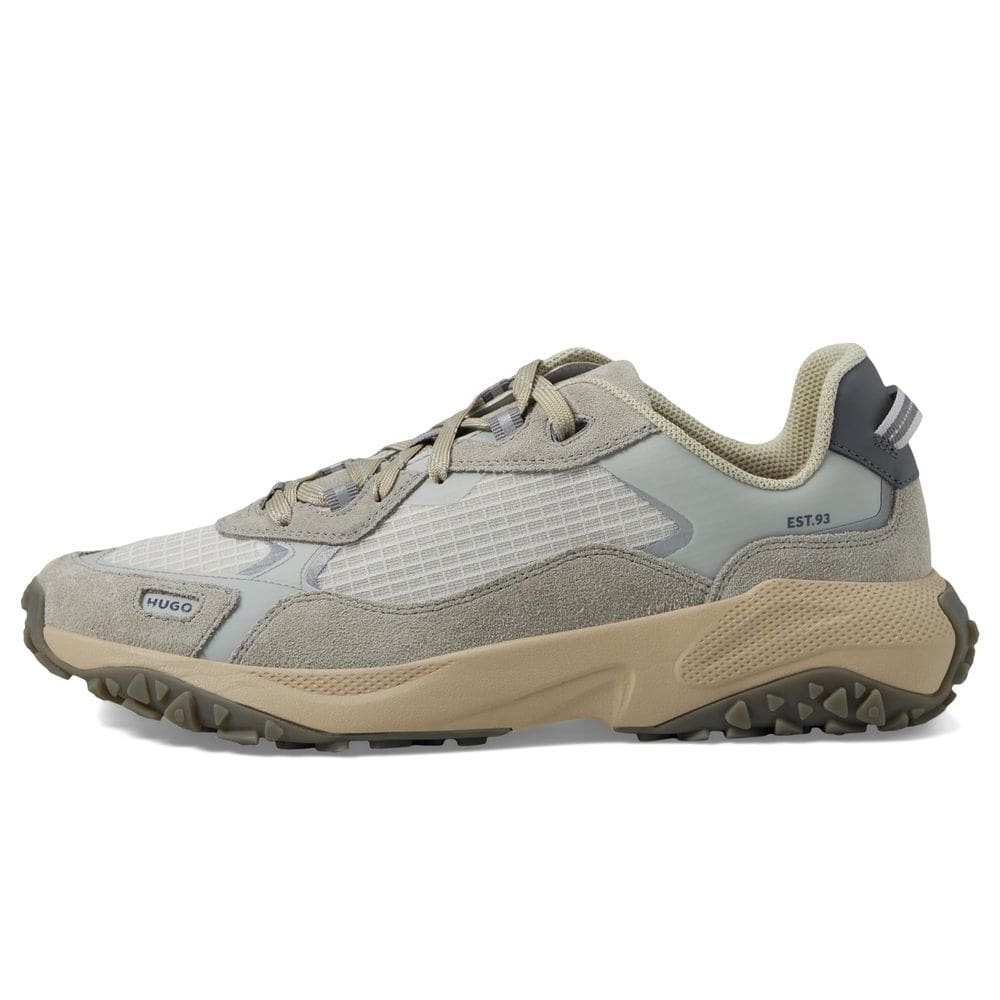 Tênis Hugo Boss Mixed Material Mesh para homens cinza claro