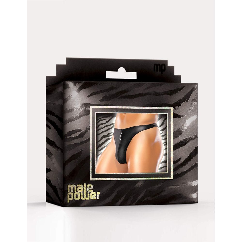 Tanga masculina Power Zipper preta tamanho L/XL