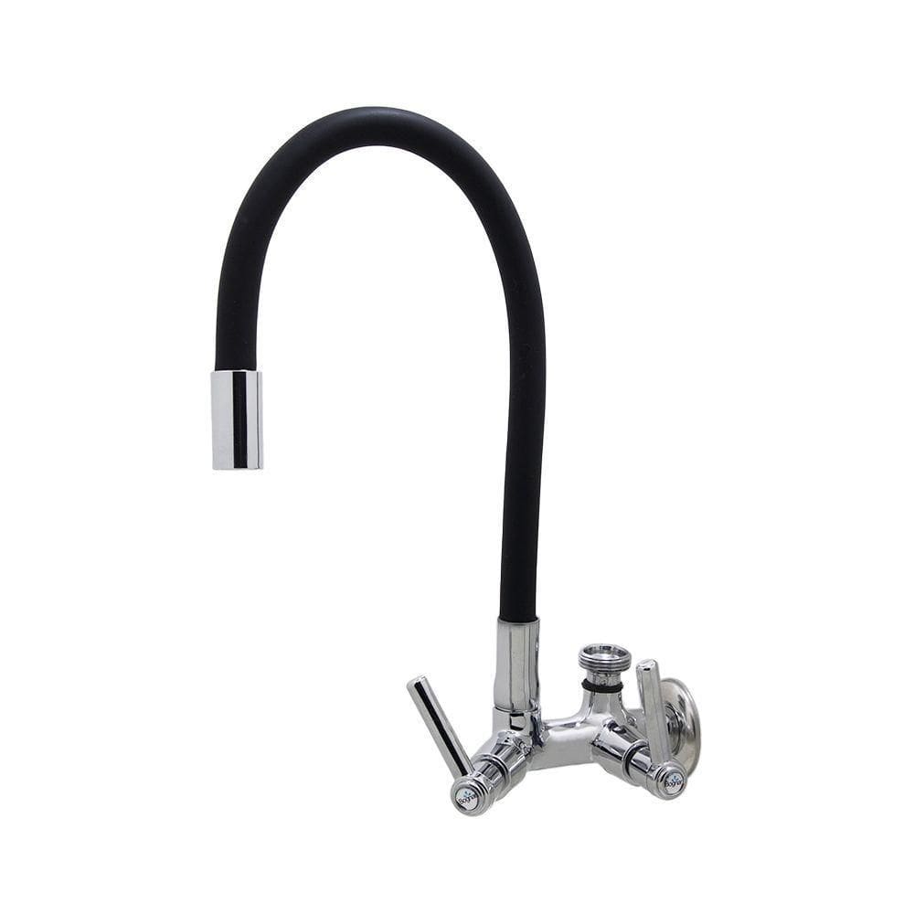 Torneira Pia Cozinha Tanque Mesa Parede Duas Saídas Mangueira Tubo Flexível Preto Metal Luxo