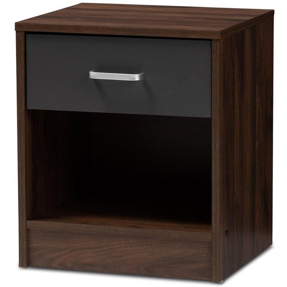 Mesa de cabeceira Baxton Studio Hansel 1 gaveta marrom escuro/cinza