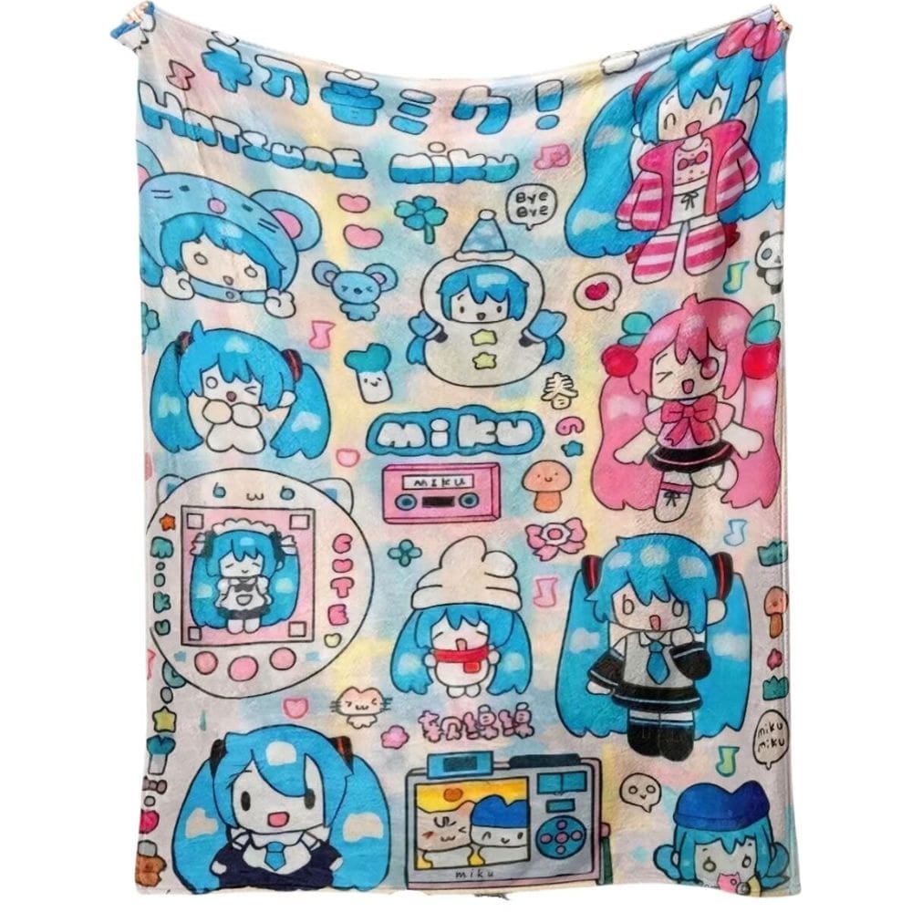 Cobertor de flanela com padrão digital Hatsune Miku 300g