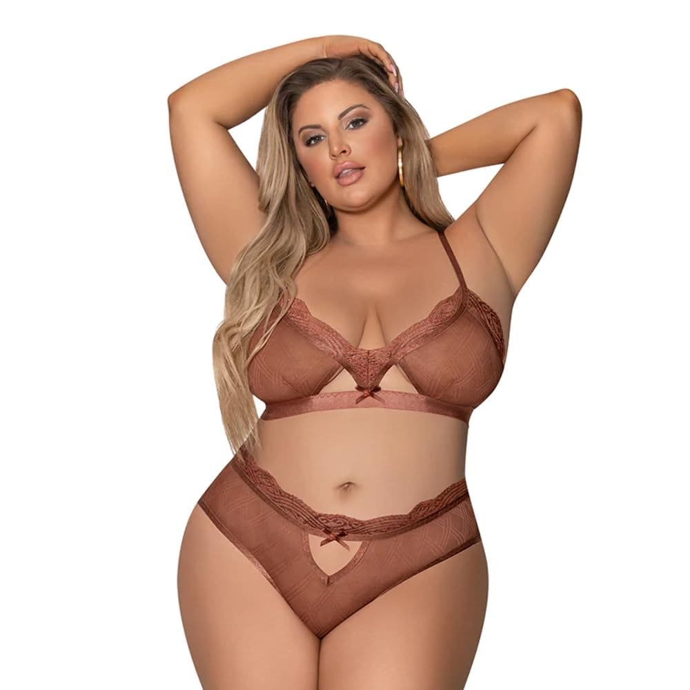 Lingerie Magic Silk Caramel Kiss Bralette e fio dental 2GG