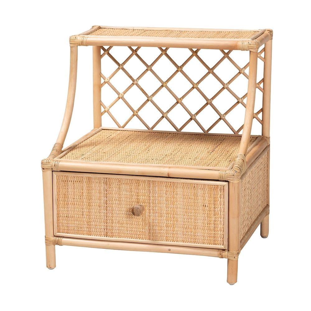 Mesa de cabeceira Baxton Studio Lalo Modern Bohemian Rattan Brown