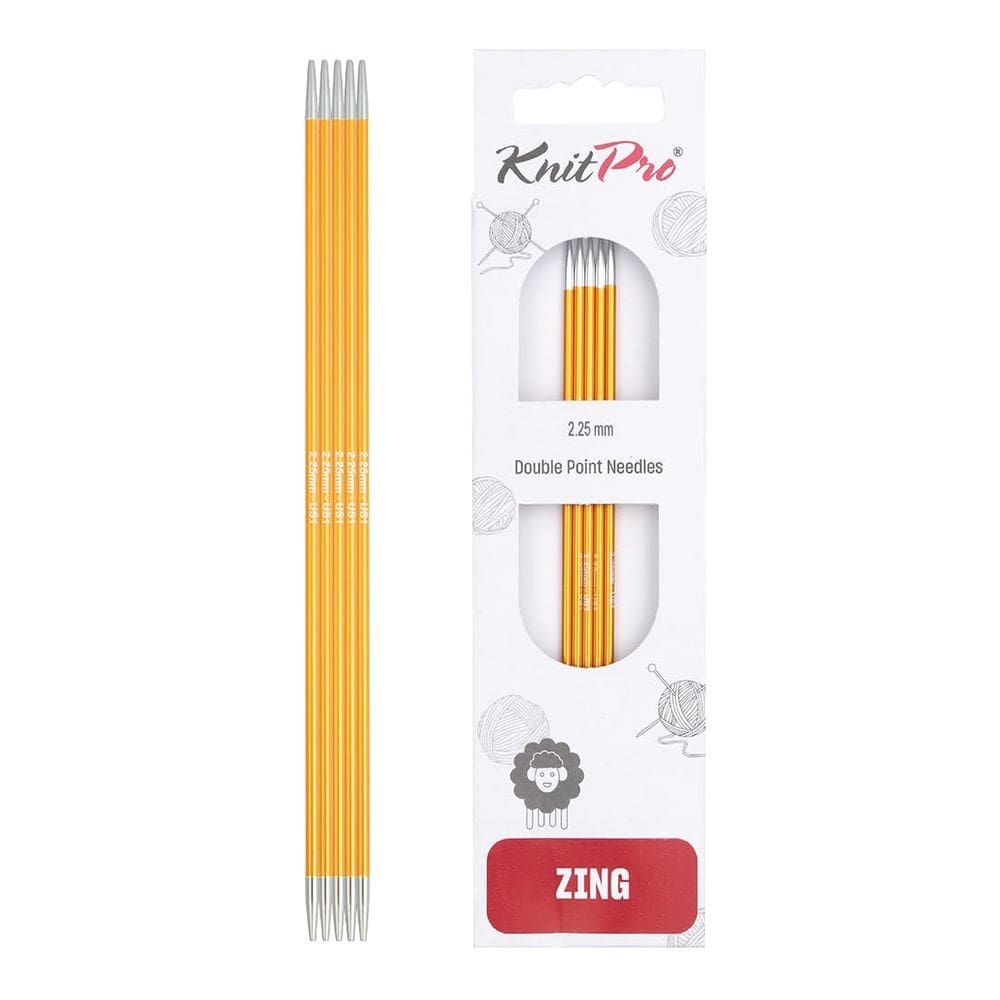 Agulhas de ponta dupla KnitPro Zing 6 (15 cm) Tamanho 1 dos EUA (2,25 mm)