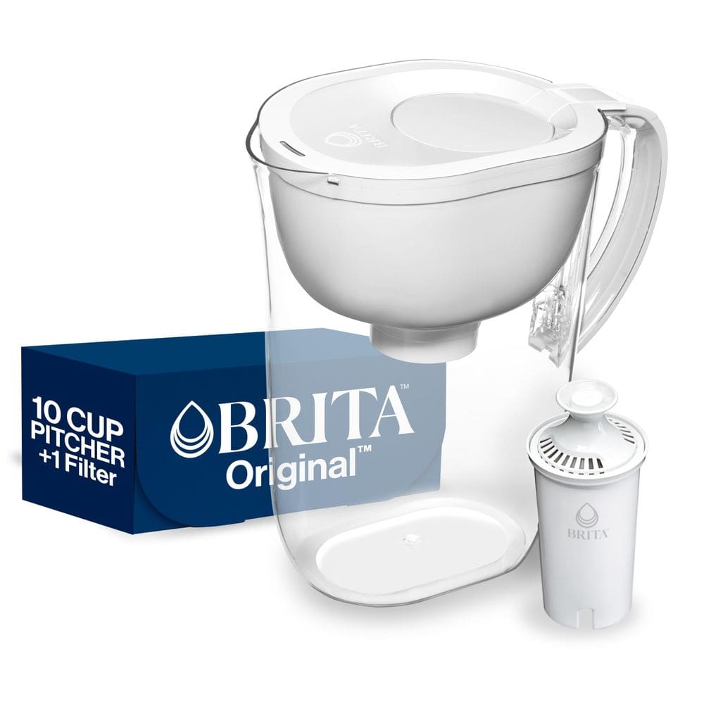 Jarro de água Brita Large de 2,29 libras sem BPA com 1 filtro e 10 xícaras