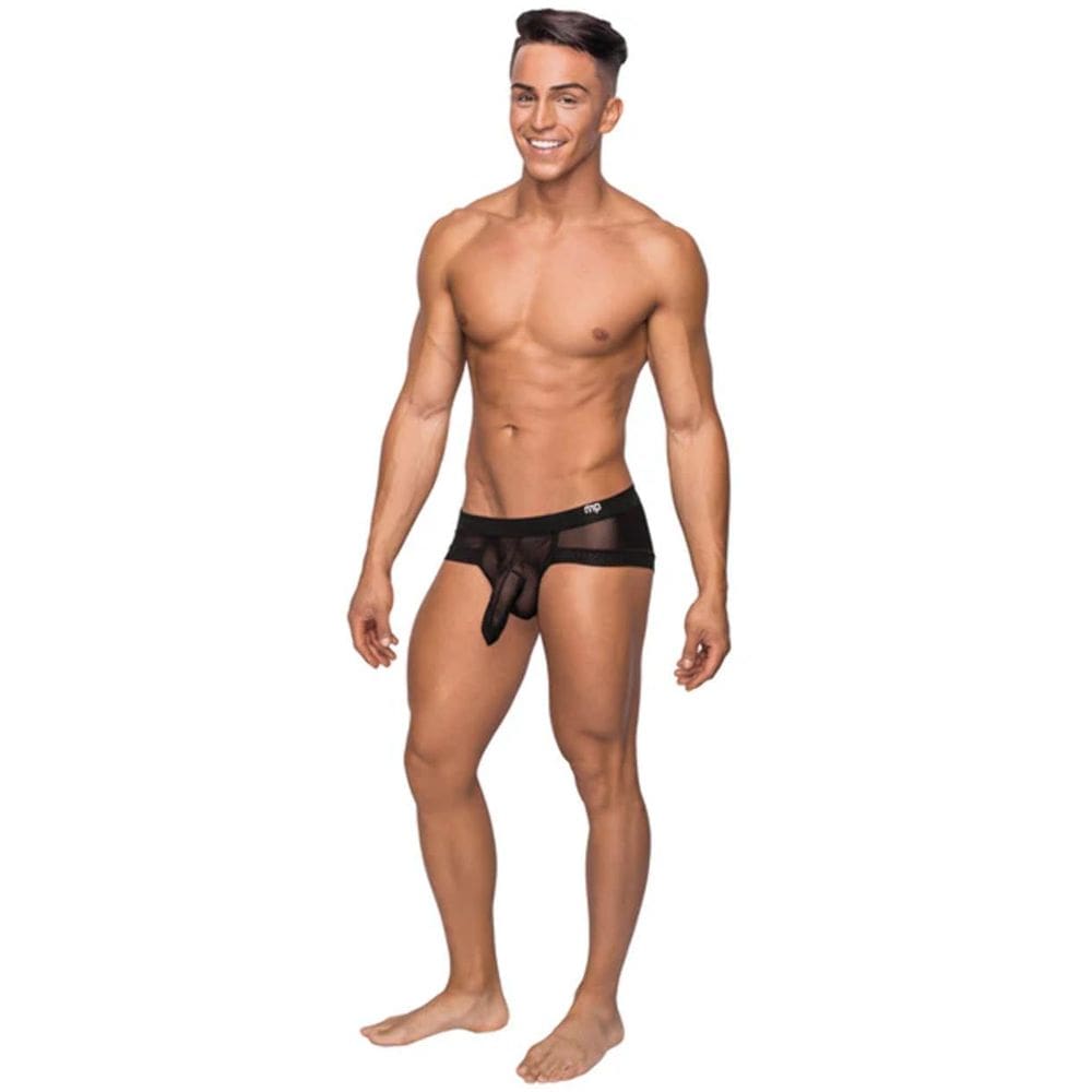 Micro minishorts de lingerie masculinos Power Black tamanho grande