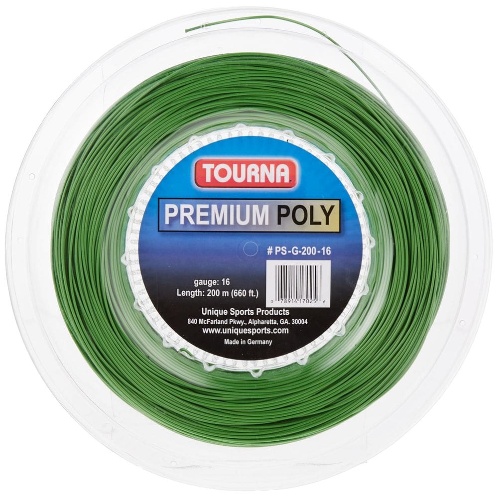 Corda de tênis Tourna Premium Poly Durable 16 g 660 pés verde