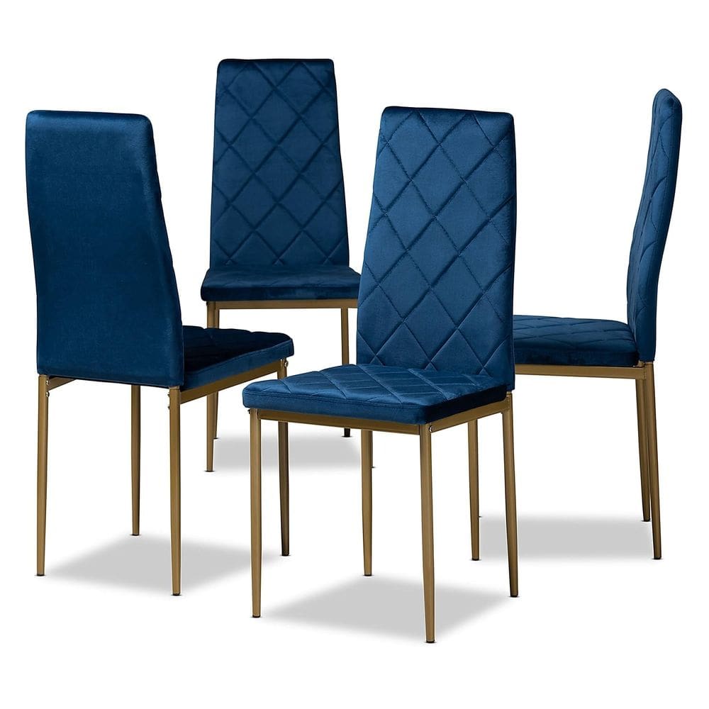 Conjunto de cadeiras de jantar Baxton Studio Blaise Modern Luxe Navy Blue