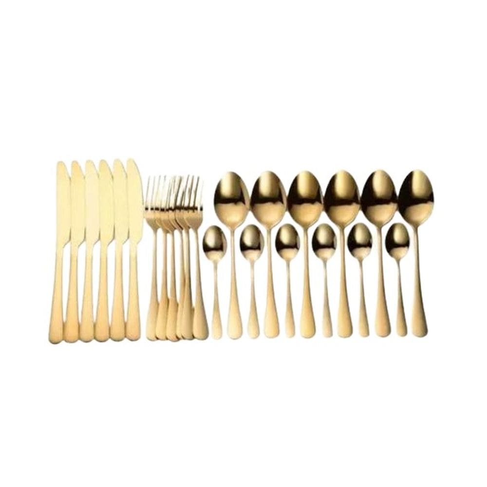 Faqueiro 24 Peças Aço Inox Kyoto Dourado