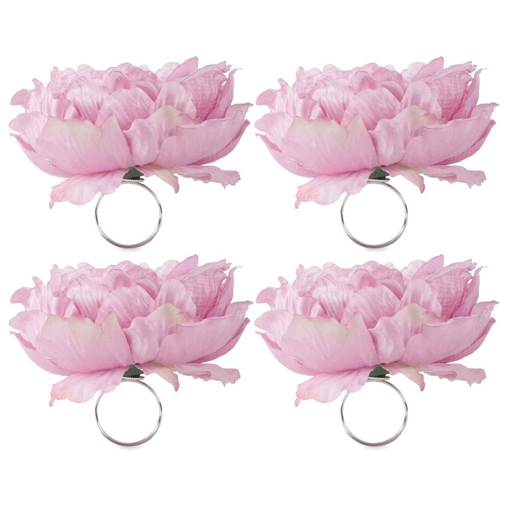 Anéis de guardanapo DII Beautiful Peony Flower Pink, 4 peças