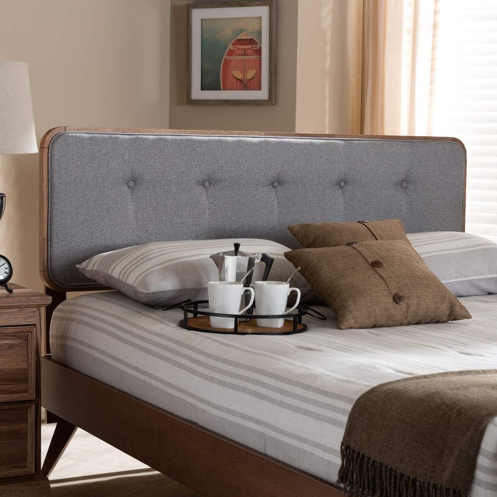 Cabeceira Baxton Studio Palina Mid-Century Modern Queen