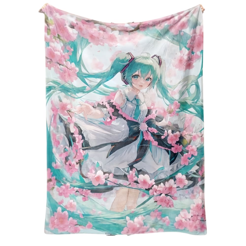 Cobertor Flannel Soft Anime Miku Sakura 300g de fibra de poliéster