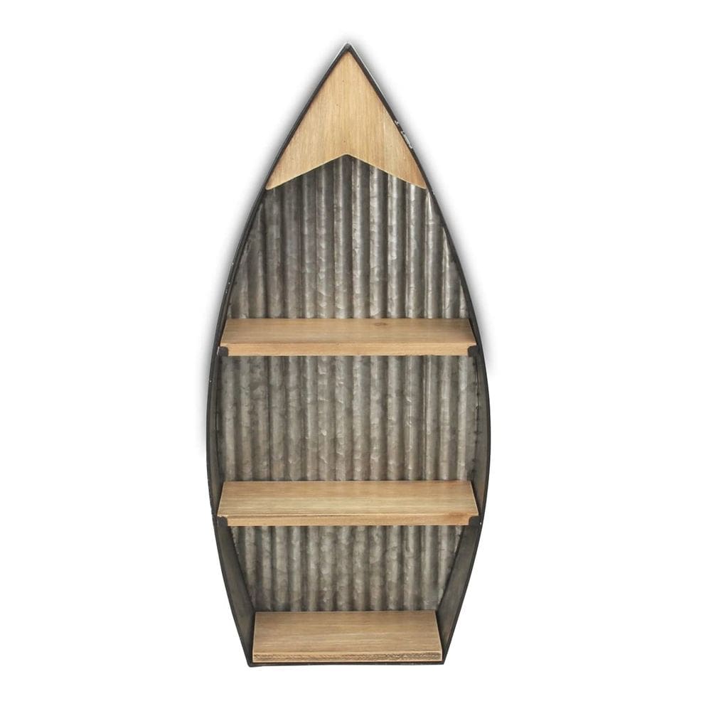 Prateleira decorativa Cheung`s Ribbed Metal Wall Hanging Boat Grey