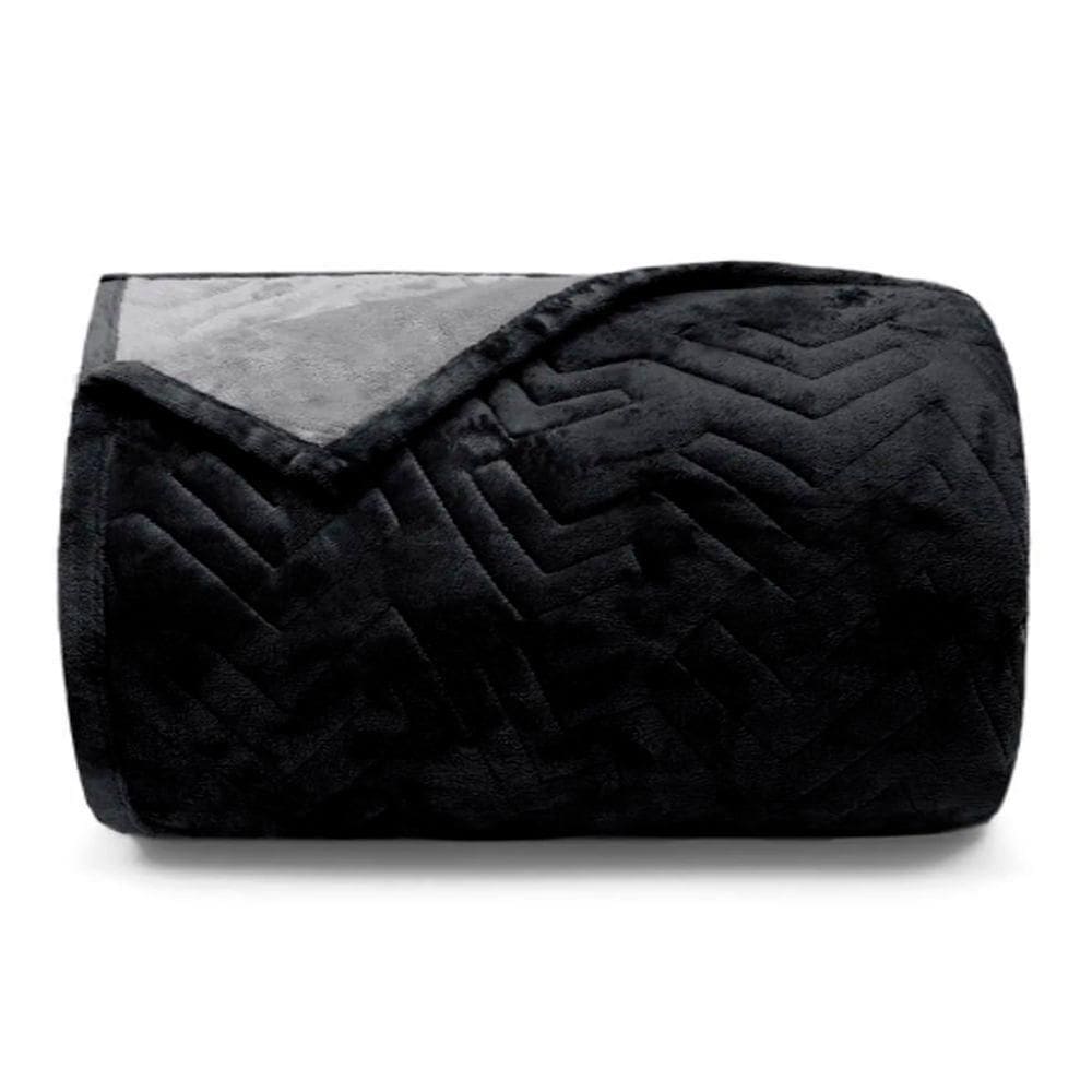 Cobertor Buettner Casal Flannel Plush 100% Poliéster Dupla Face 220mx240m Preto / Metal Escuro