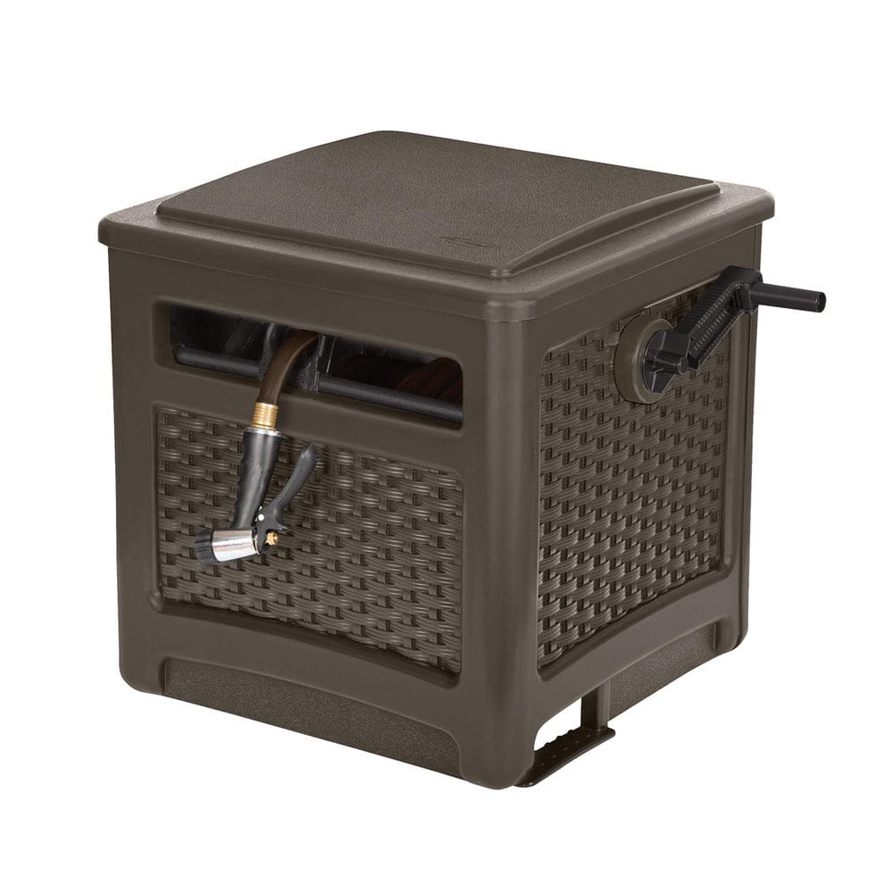 Hose Hideaway Suncast Outdoor Resin Wicker 68m Java