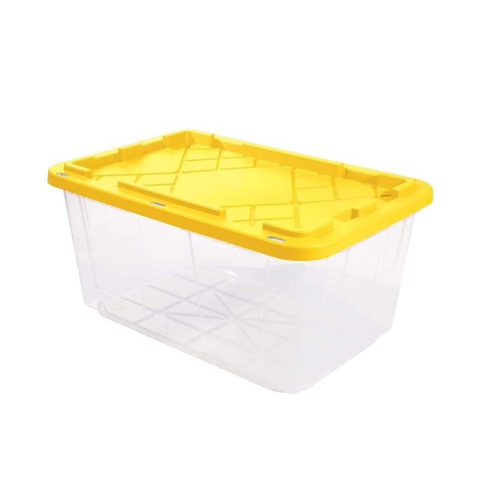Caixa de armazenamento GREENMADE 27gal, amarela transparente, 37x52x77cm, empilhável