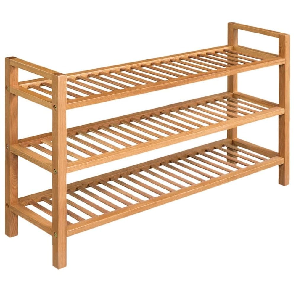 Sapateira vidaXL Oak 3 níveis com 100x27x60cm de carvalho maciço marrom