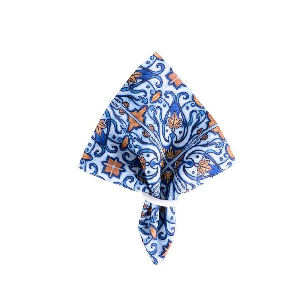 Kit 2 Guardanapos De Tecido Estampado Allegra 2 Peças 35cm X 35cm 100% Poliéster - Azulejo