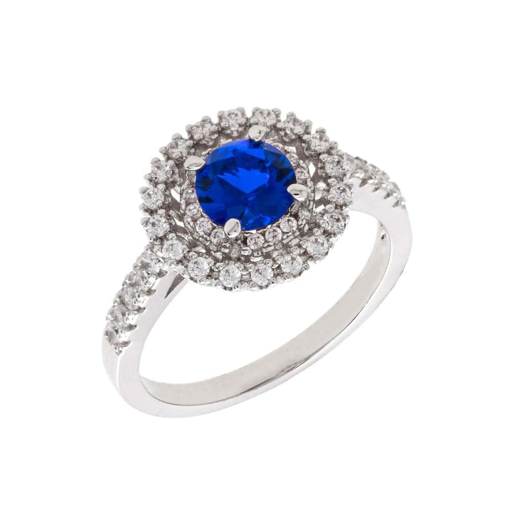 Anel ELEGANT CONFETTI Paris banhado a ouro branco 18k azul CZ