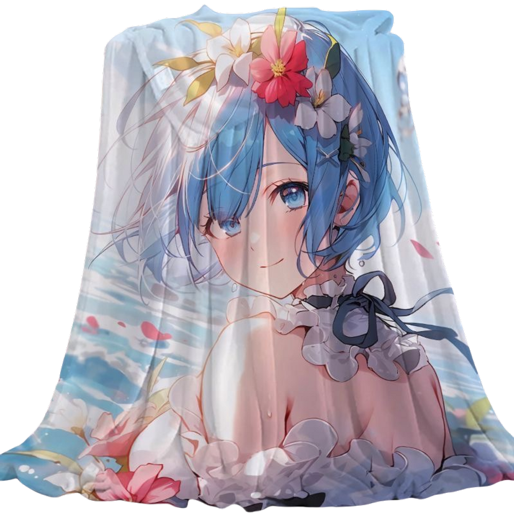 Cobertor Flannel Soft Anime Rem Girl de fibra de poliéster 300g