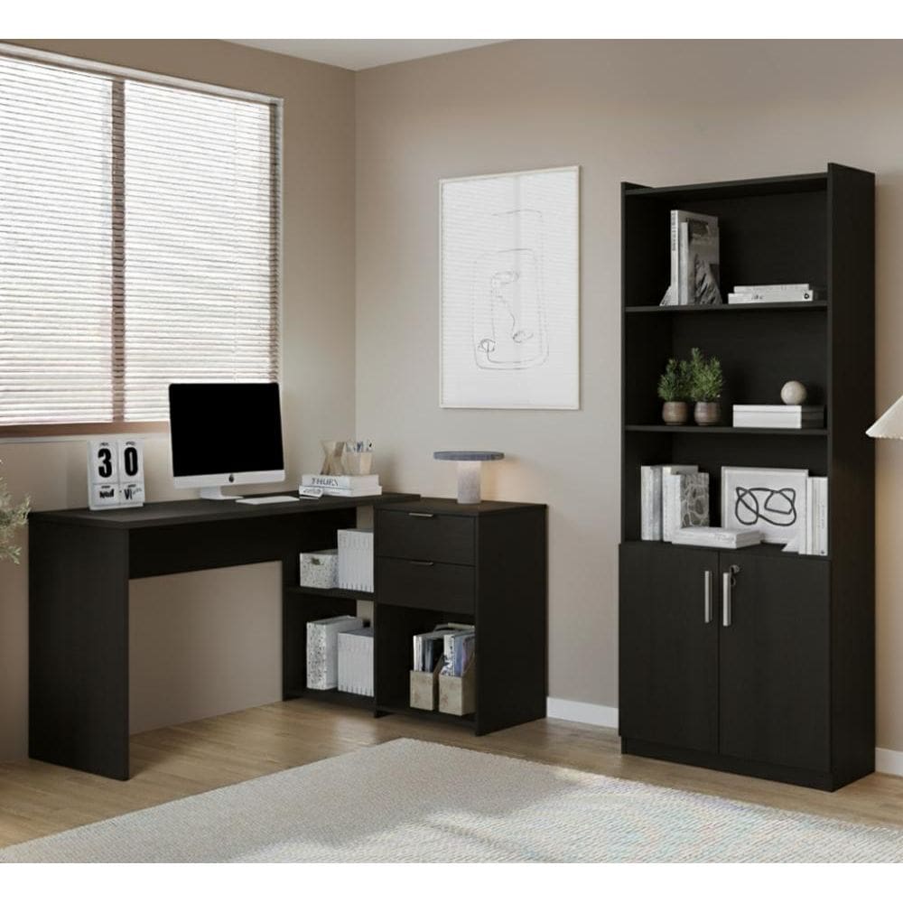 Conjunto Para Escritorio Com Mesa em L NT2060 e Armário Multiuso Notável Móveis