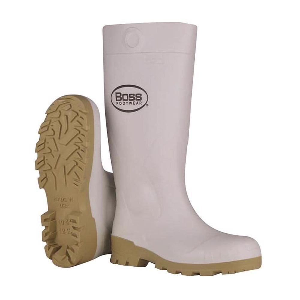 Bota BOSS PVC branca 10 EUA 41 cm de altura