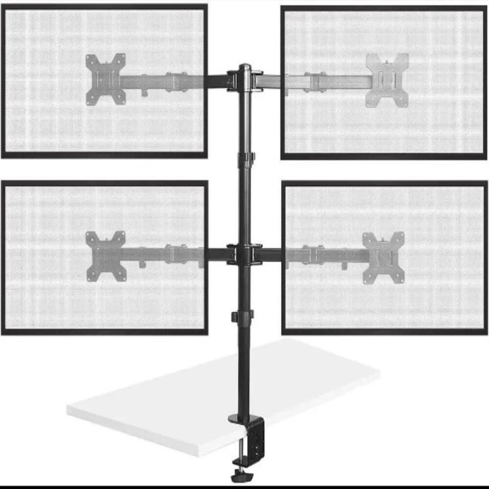 Suporte 4 Monitores Articulado Gamer Tv Braço Mesa Bancada Estudio Podcast Completo Ajustavel