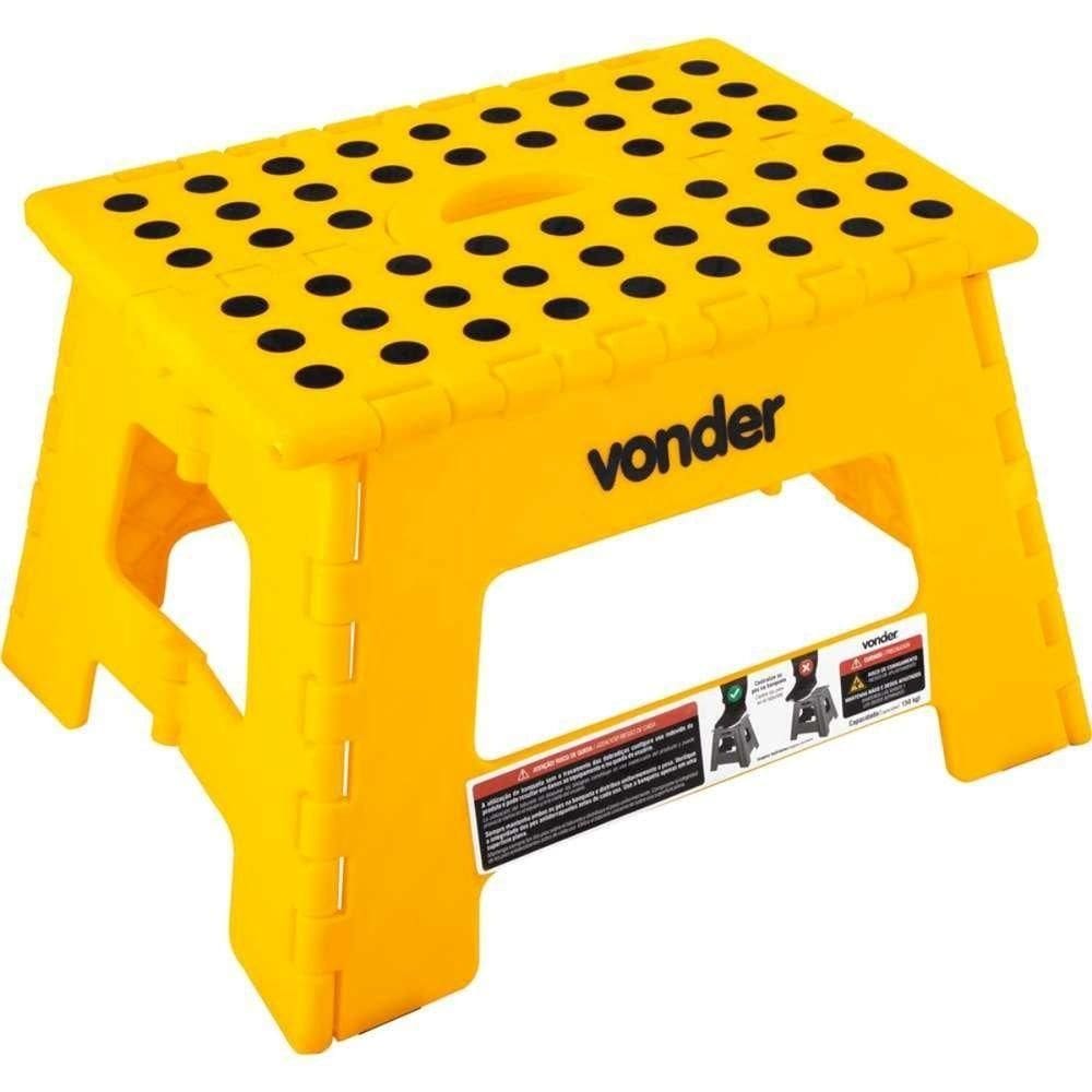 Banqueta Plástica Dobrável Amarela Altura 220 Mm Vonder