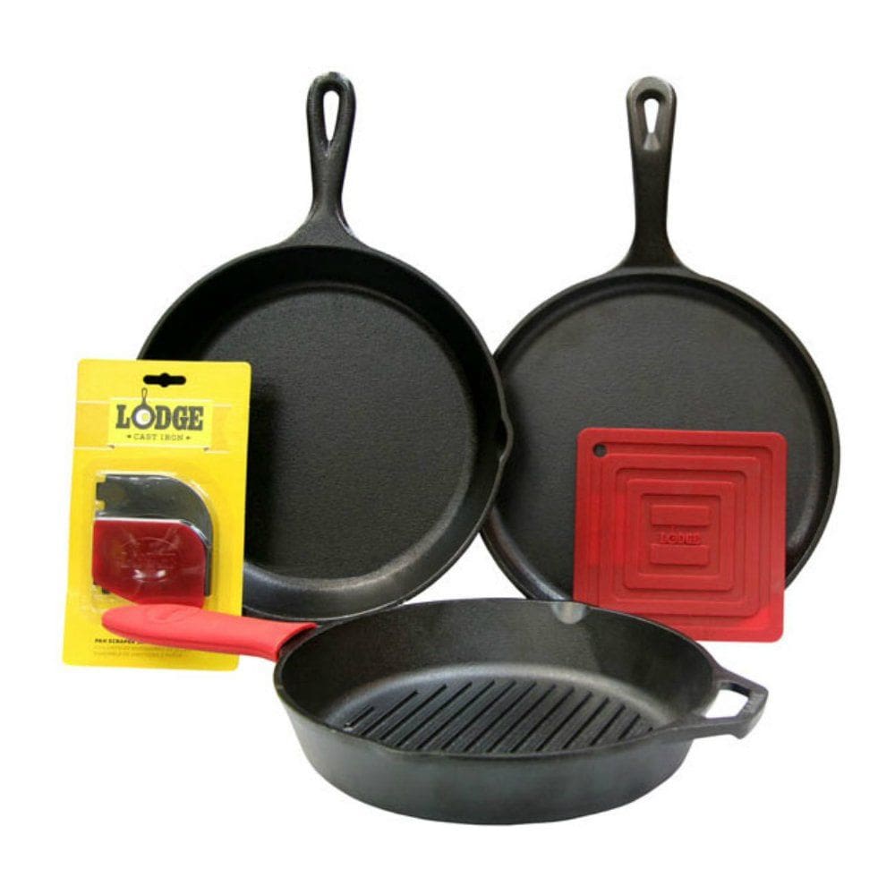 Conjunto de panelas Lodge L6SPA41 em ferro fundido, 7 peças, preto