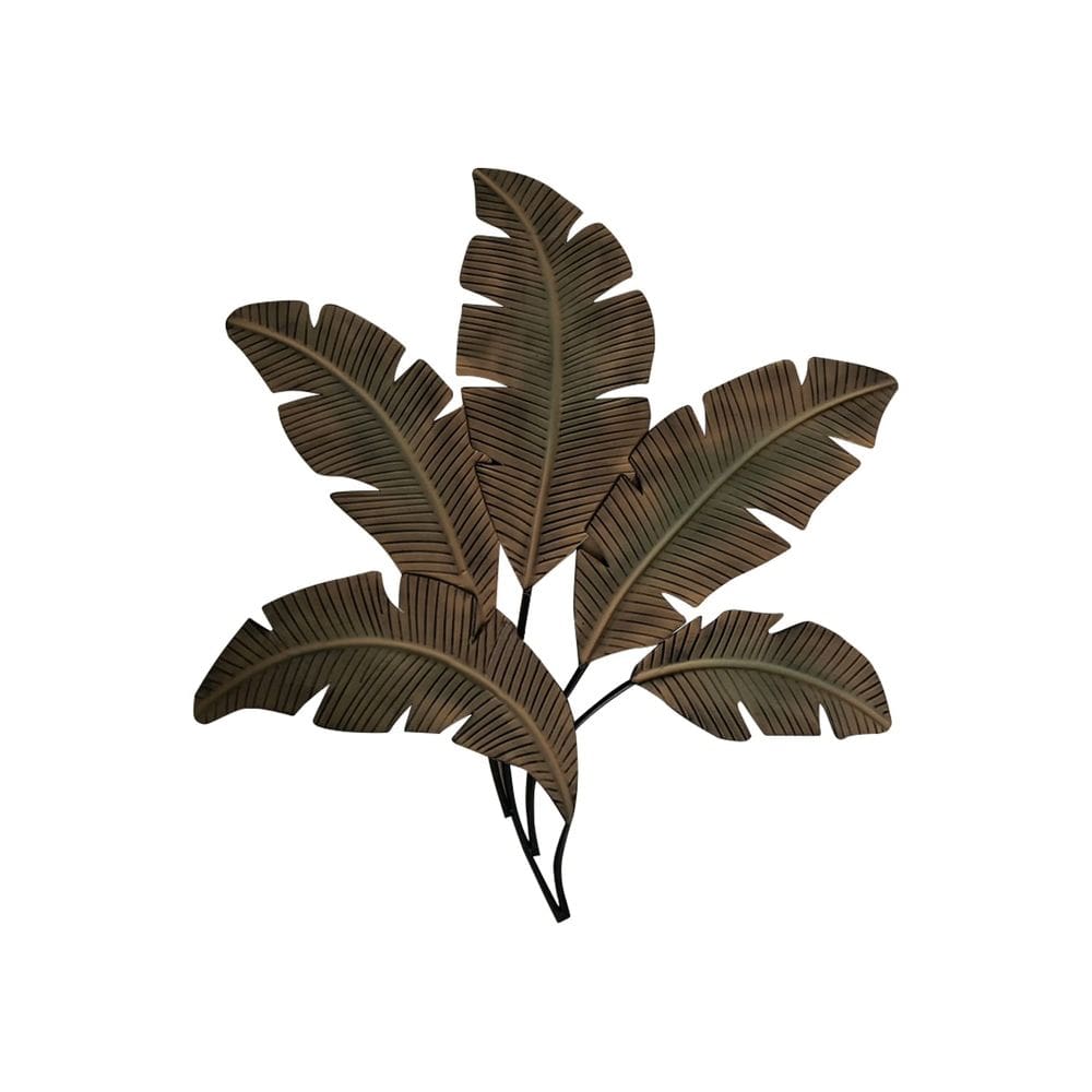 Arte de parede Benzara BM07982 Decoração em folha de palmeira de metal 89x5x86cm