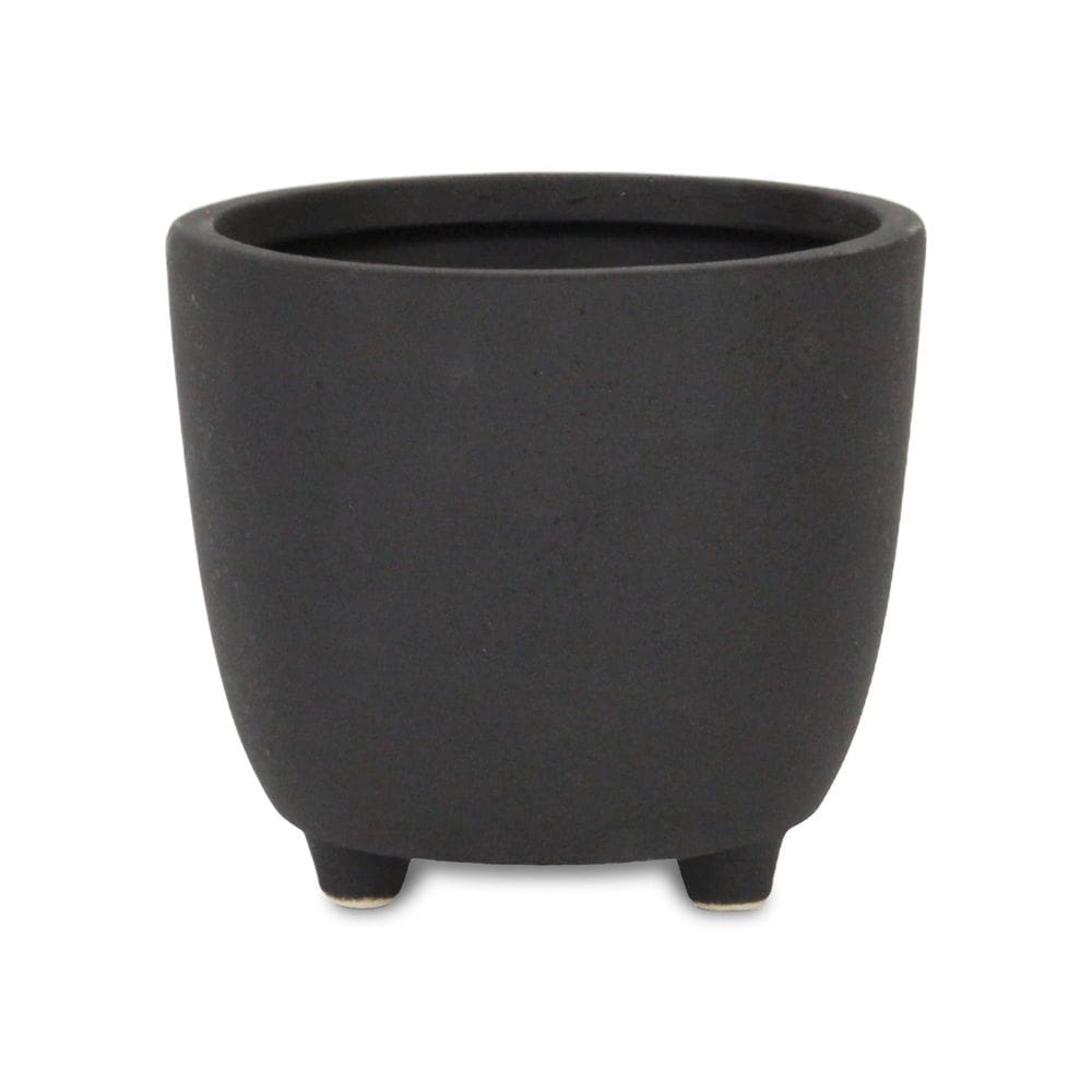 Pote de cerâmica Cheung`s Parlo Raised Texturizado Redondo Cinza Escuro