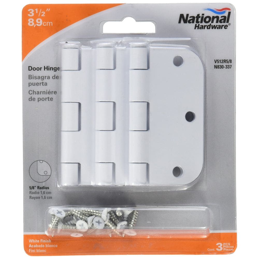 Dobradiça de porta National Hardware N830-337 8,9 cm branca, pacote com 3
