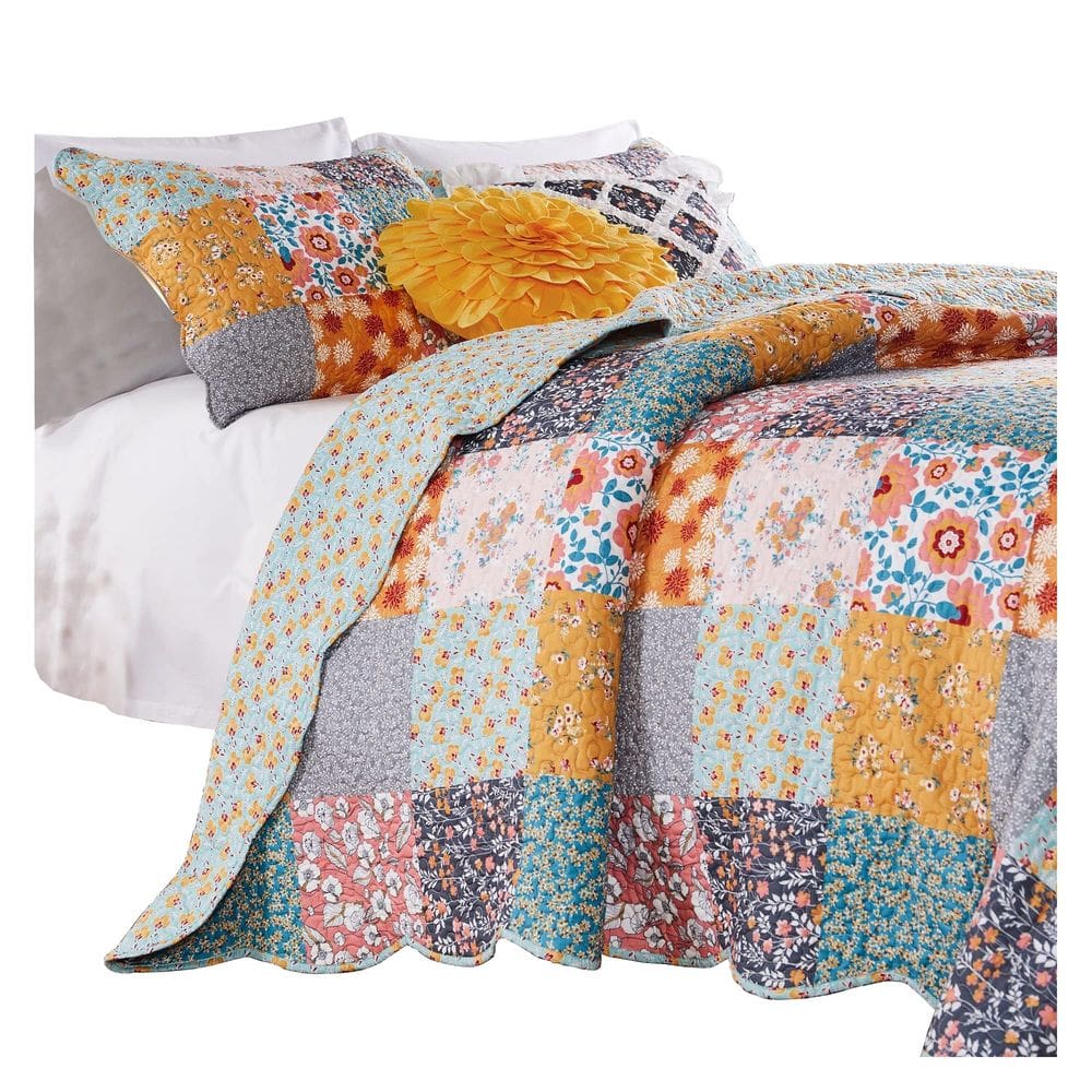 Conjunto de roupa de cama Benzara Twin Quilt Floral 2 peças