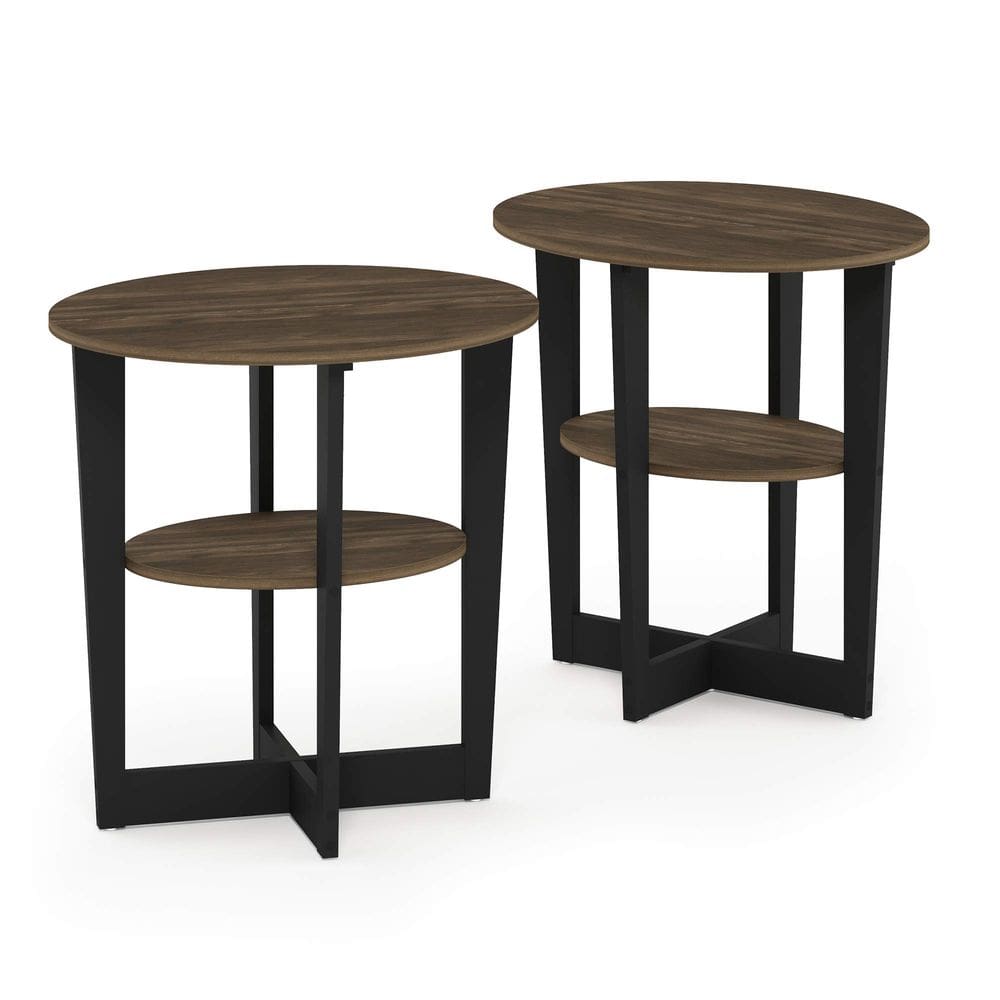 Mesa de cabeceira Furinno JAYA Oval End Side, pacote com 2 unidades Columbia Walnut