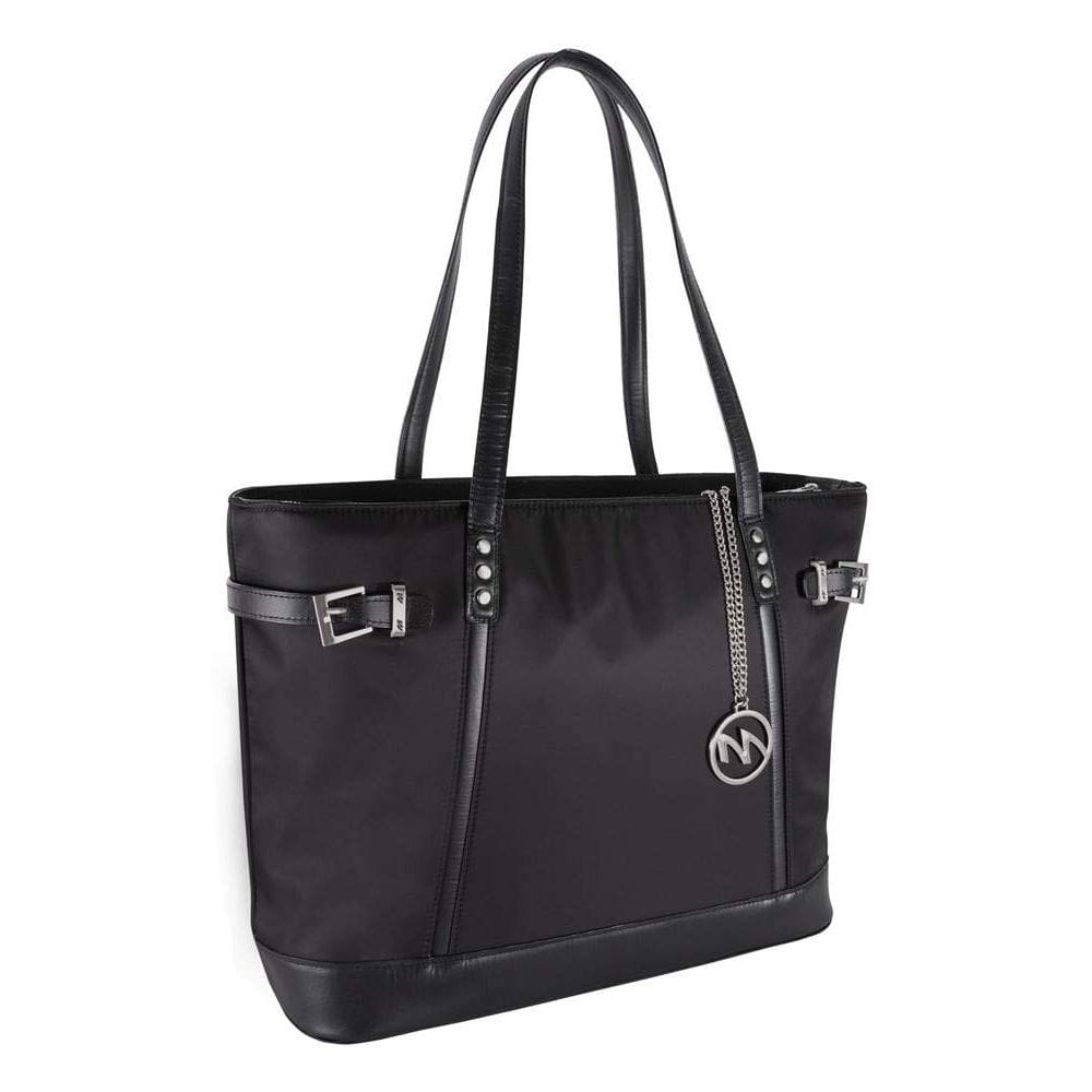 Bolsa McKlein ARIA Nylon Tote com acabamento em couro preta