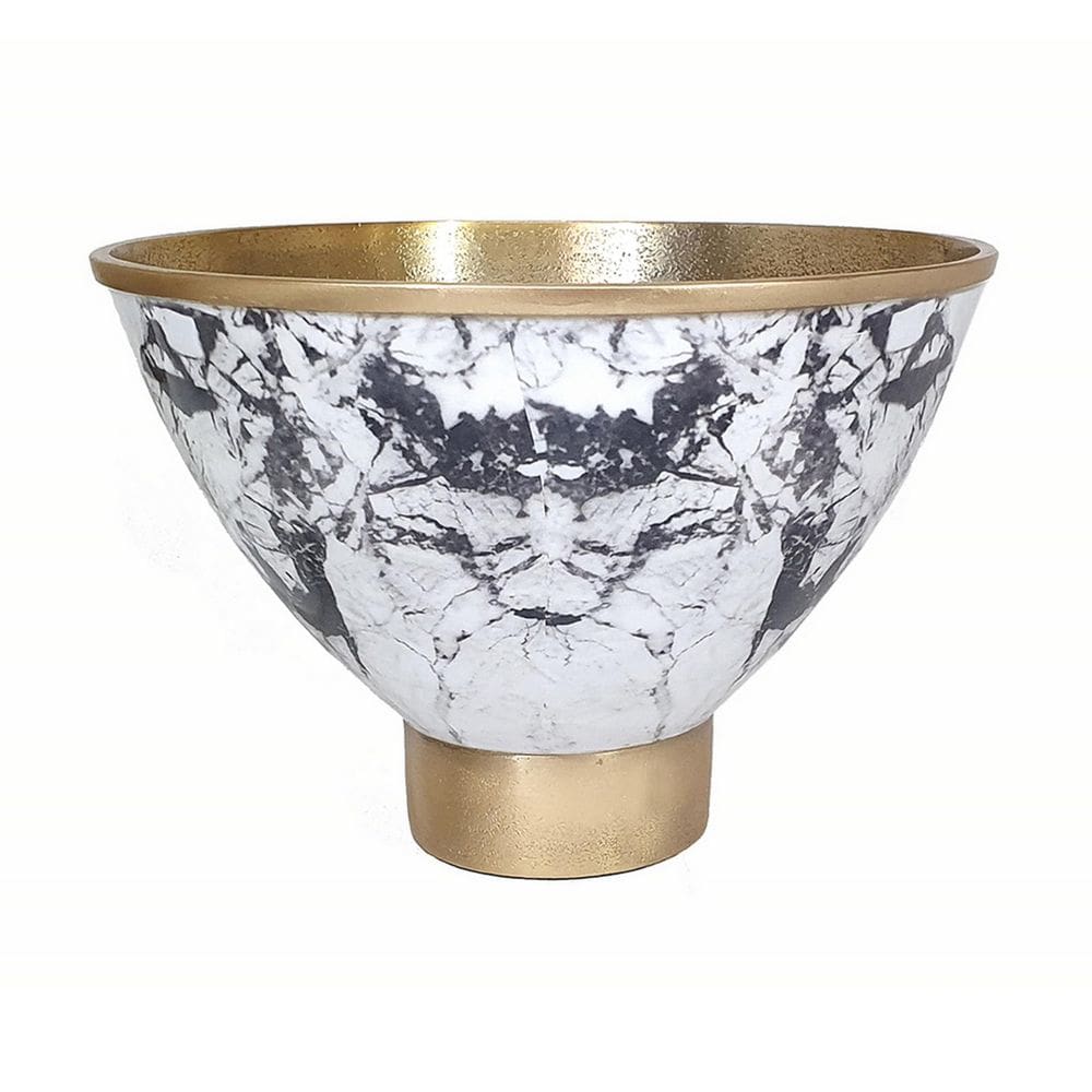 Taça Benzara BM302578 25 cm em alumínio dourado texturizado