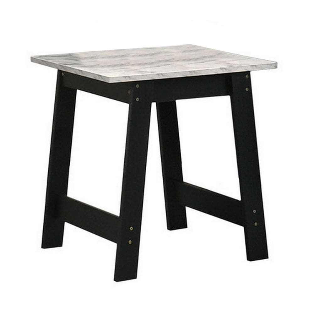 Mesa de cabeceira Benzara Oz 19” com tampo de mármore sintético preto