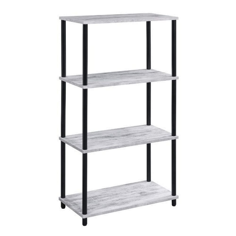 Estante de livros Benzara BM237179 4 camadas de pernas de metal branco antigo