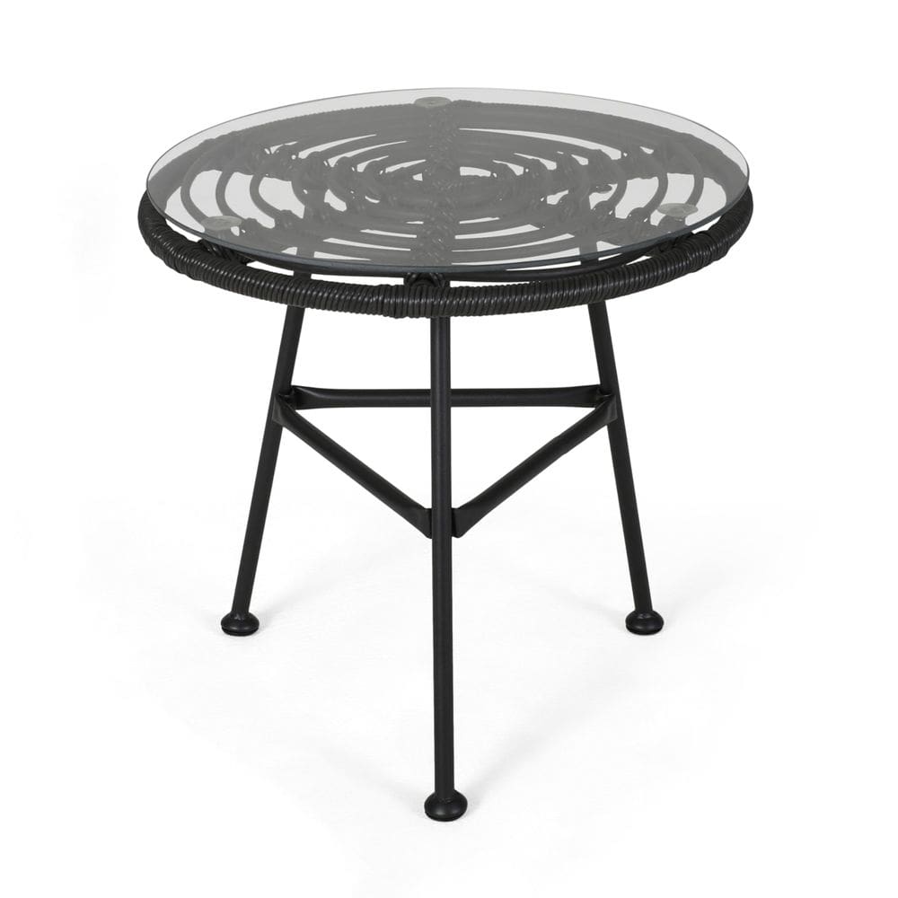Mesa Benzara Tee Outdoor Side End 51 cm de vidro de vime